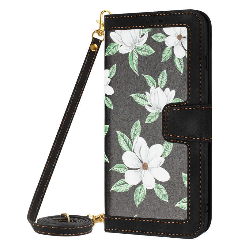 Petit étui en cuir Flip Floral Étui téléphonique