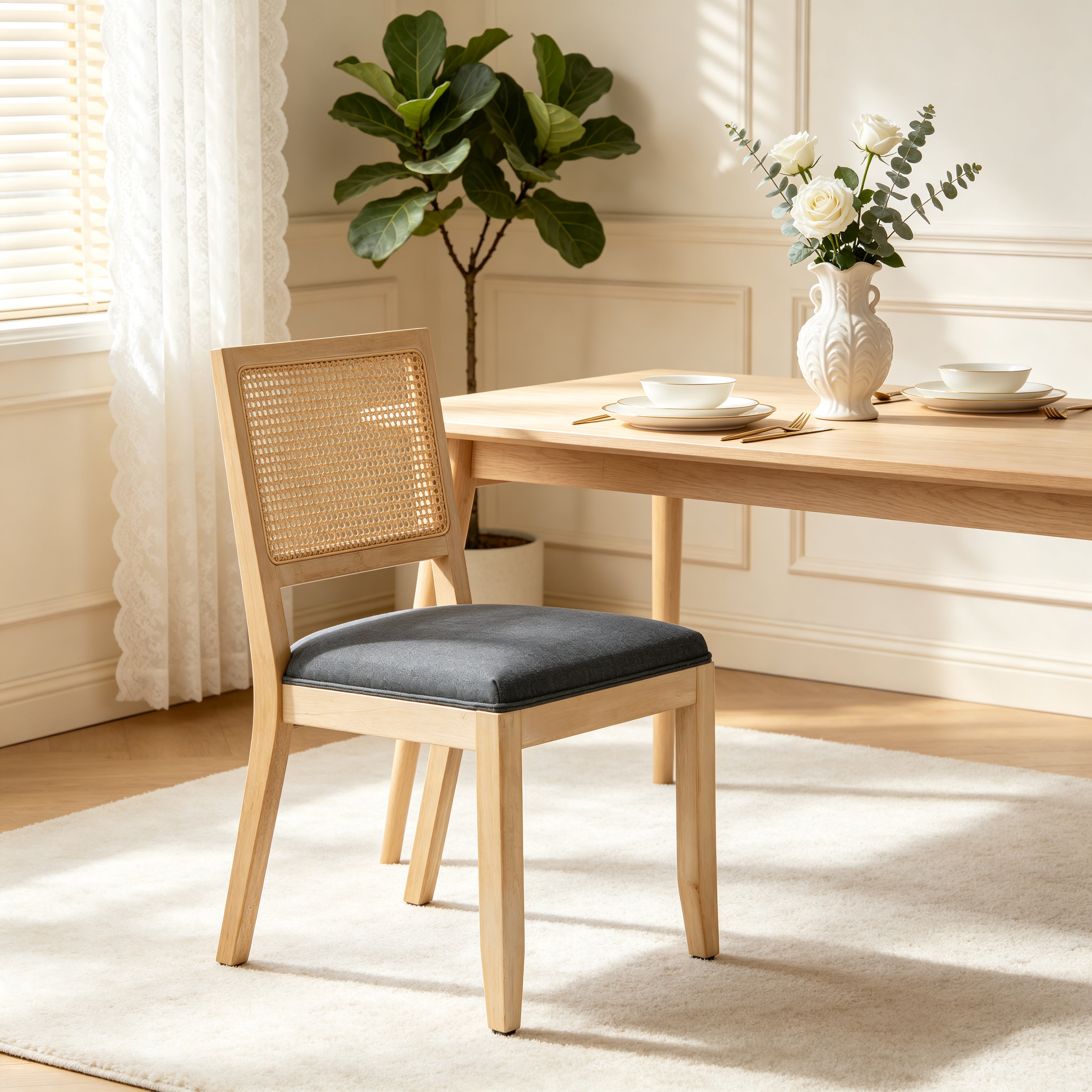 Agritourisme Rattan Chaises à manger Ensemble de 2