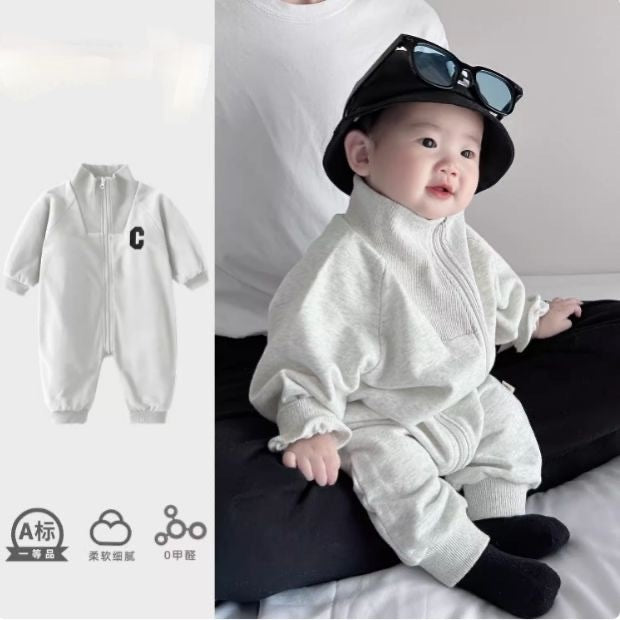 Style coréen Zippered C-Label à manches longues Onesie pour bébés