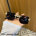 Lunettes de soleil en forme de croix sans cadre pour femmes