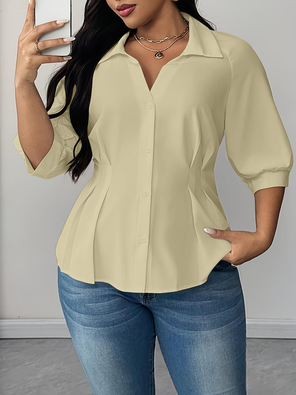 Plus-taille femmes Blouse Springsummer Style