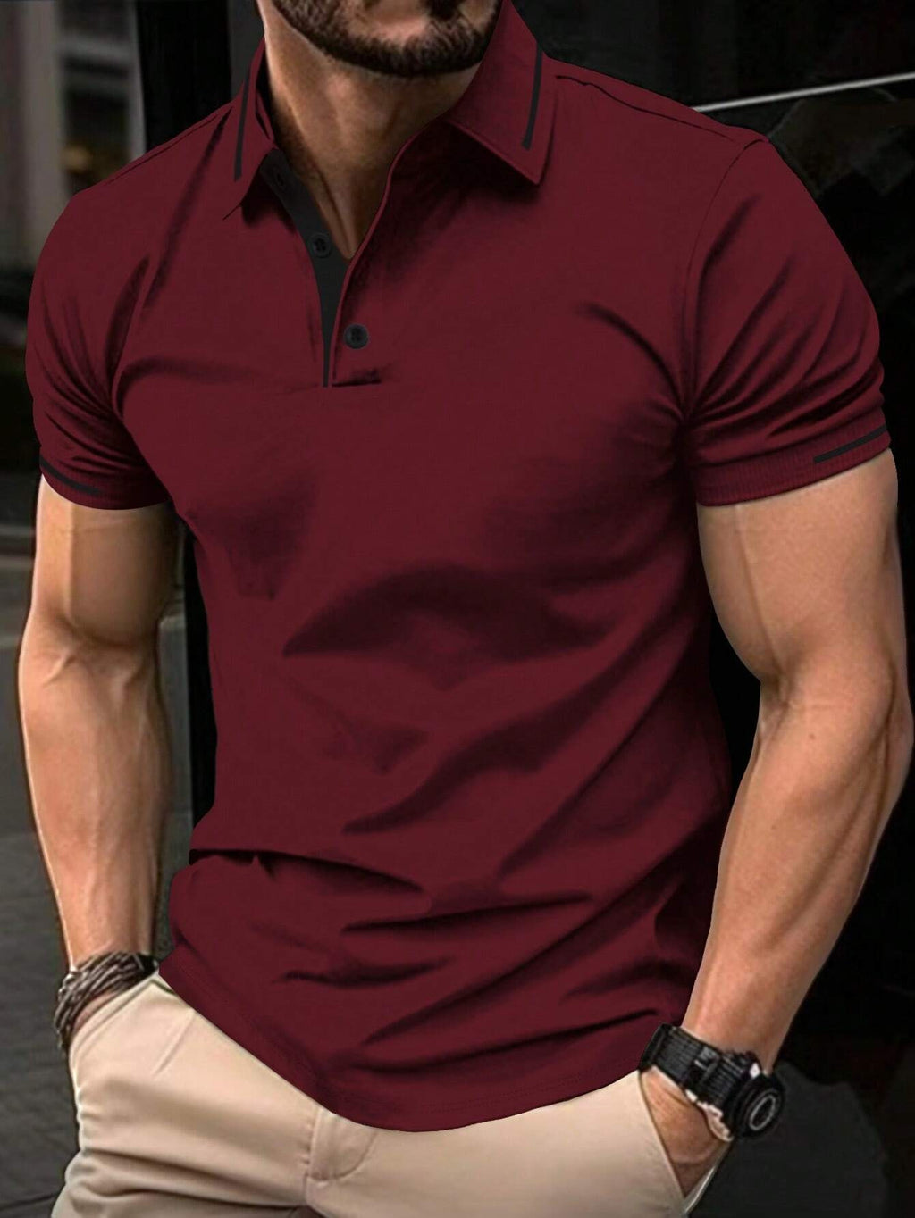 Men's Casual Button-Down Lapel Neck T-Shirt