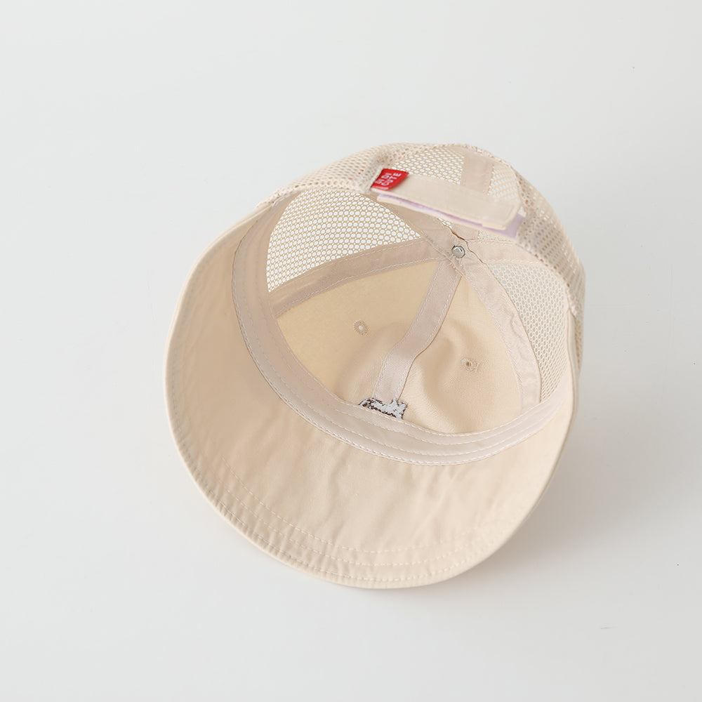 Été Garçons et filles Beige Cartoon animal brodé Mesh chapeau de soleil pour les enfants