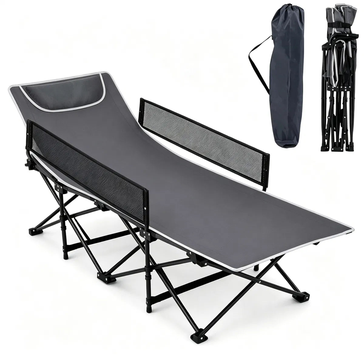 Lit de camping sans assemblage gris Portable pour tout-petit