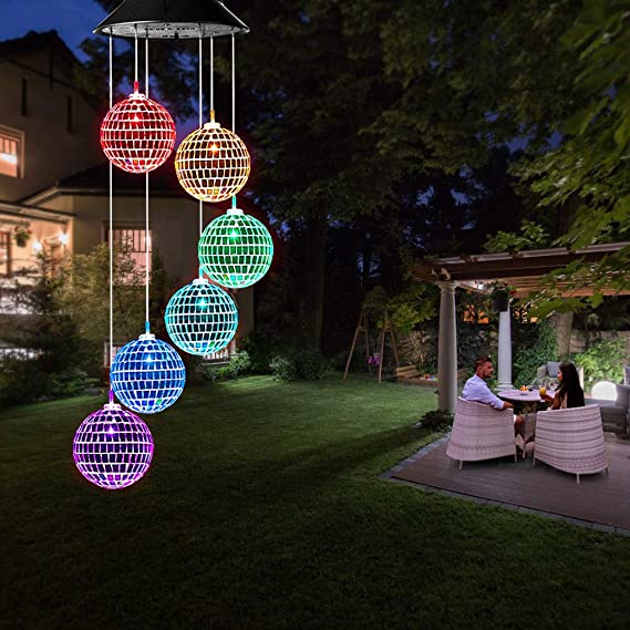 1pc Sun Wind Chimes Mobile Suspension LED Light Color Changing Wind Chime Birthday Gift for