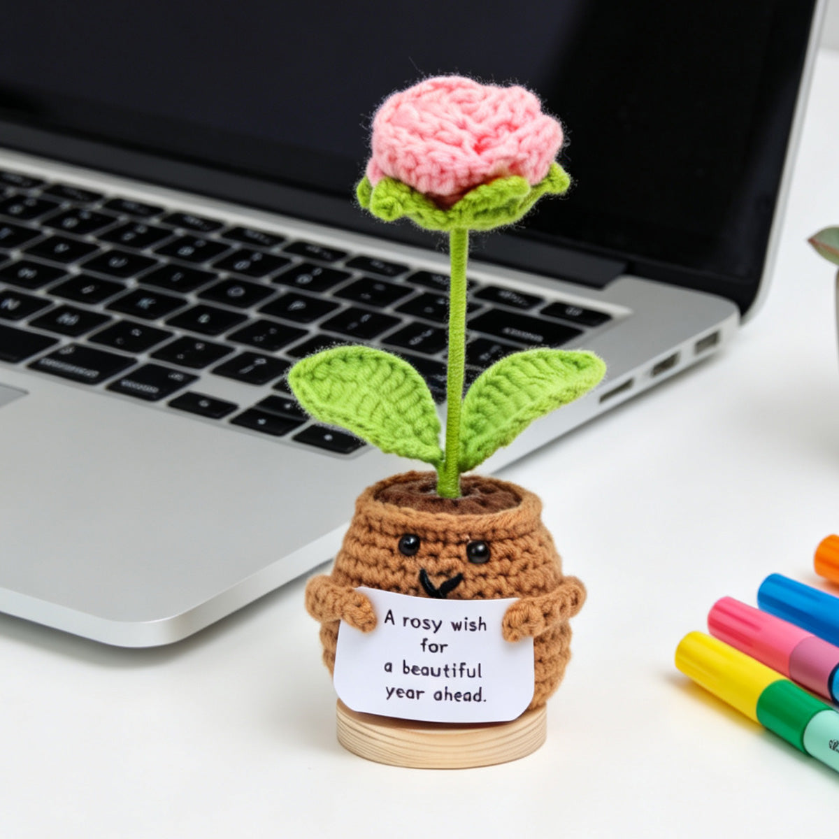 Crochet fait main romantique en forme Pot de fleurs ornements