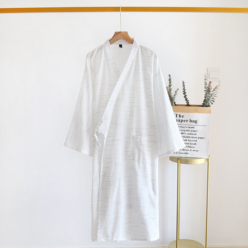 Été Jacquard Gauze coton Kimono mince maison peignoir simple