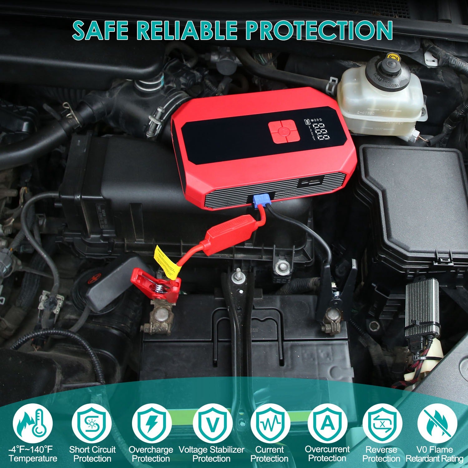 Compresseur d'air de démarrage de voiture portable 1Pc 1500A 400PSI Chargeur de batterie de voiture Jump Starter