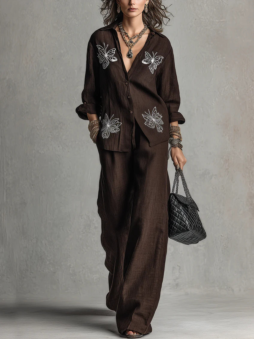 Women's Blouse and Wide-Leg Pants Set