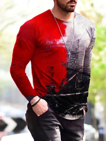 Manches longues hommes T-Shirt en bas Col rond