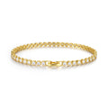 S925 Argent plaqué or 45pcs 3mm Lunette Moissanite Bracelet 19cm D Couleur VVS1 GRA Certifie