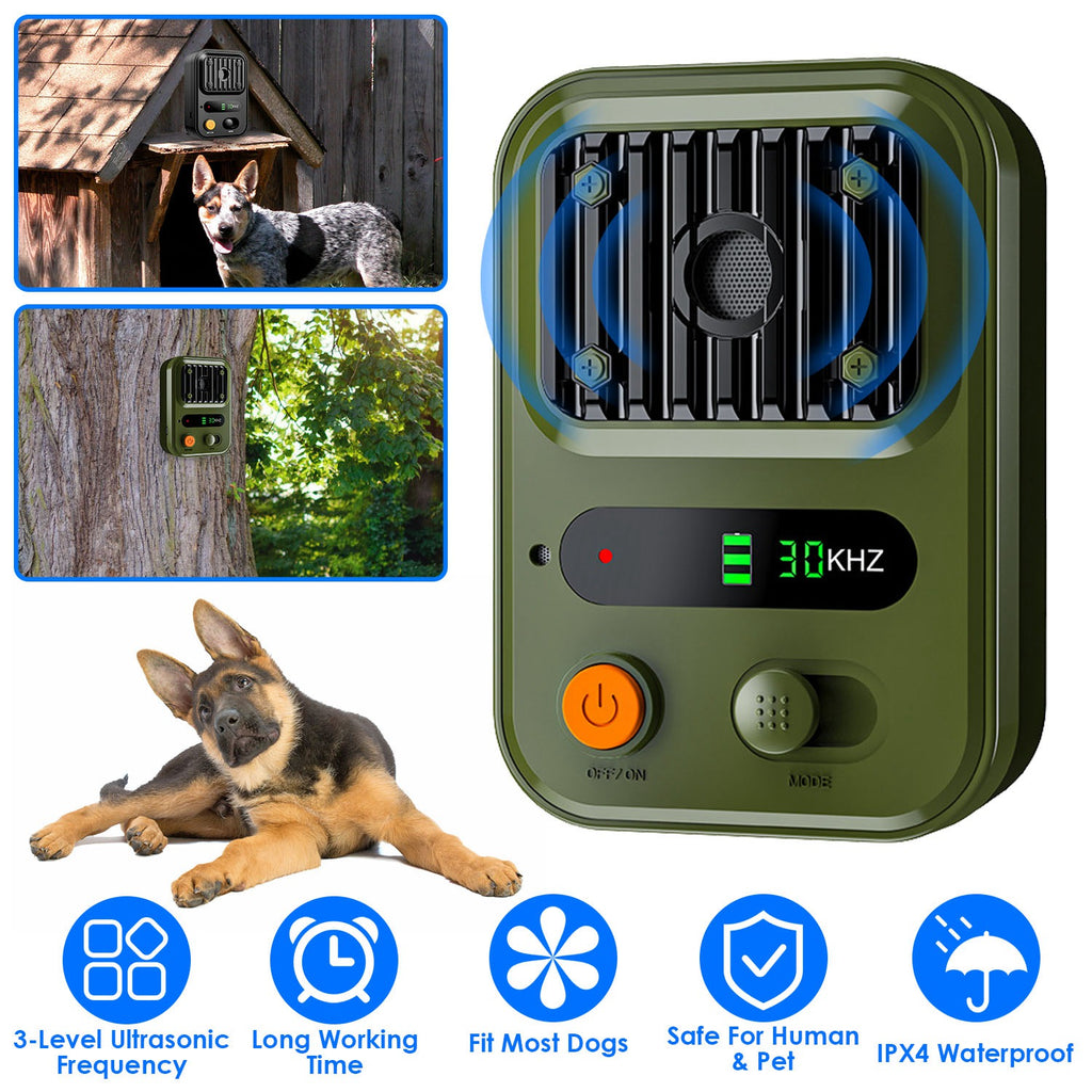 Options couleur noir-vert -- 1Pc Ultrasonic Anti-Barking Device Rechargeable Auto Dog Bark