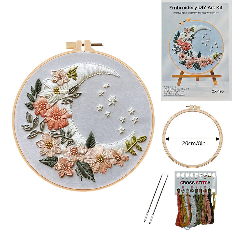 Broderie Diy Matériau Package Argent Lune Papillon Dragonfly Fallen Leaf Pattern