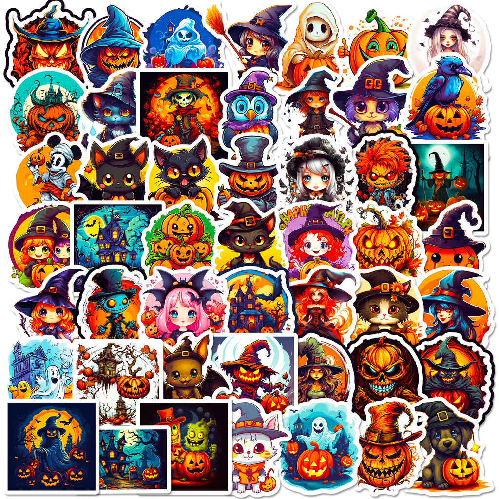300 Stickers Ghost Graffiti Stickers Soupir de citrouille de dessin animé Halloween Décoration Sticke