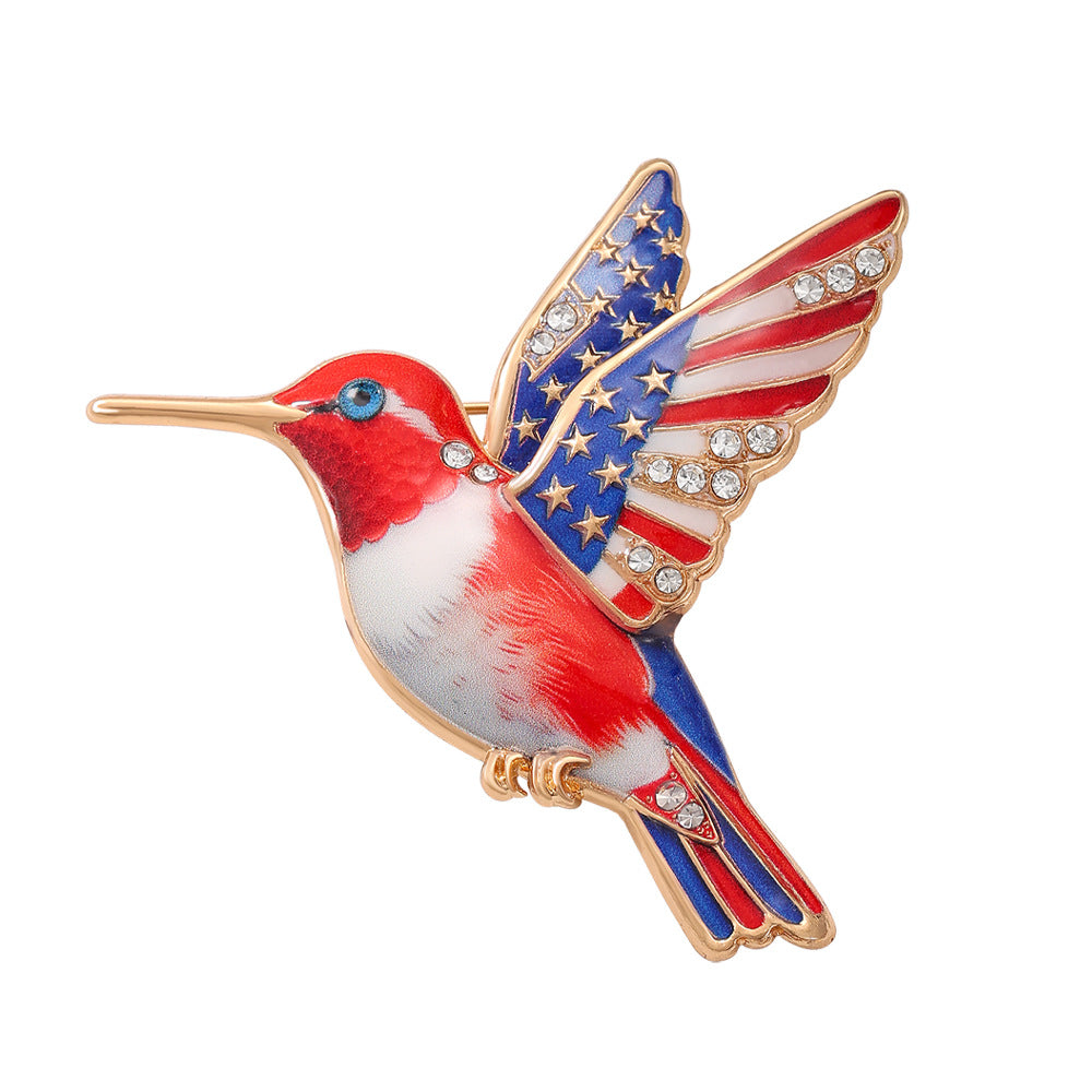 Drapeau et thème du soccer en métal de colibri peint