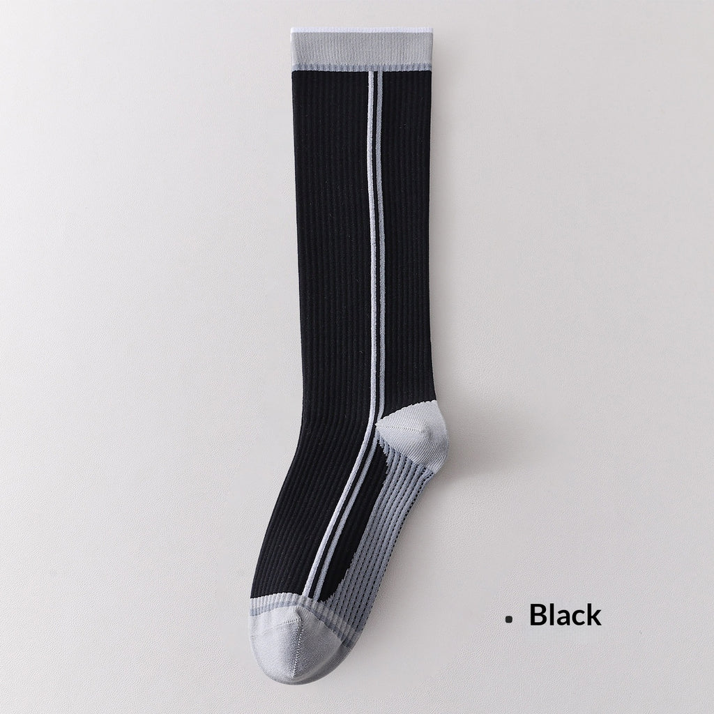Chaussettes de calf à compression progressive pour femmes avec bandes de blocs de couleur