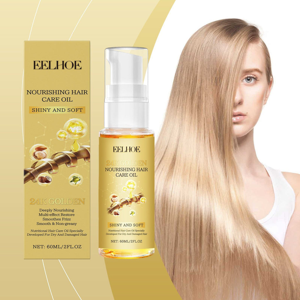 EELHOE 24K Huile de soin des cheveux dorés