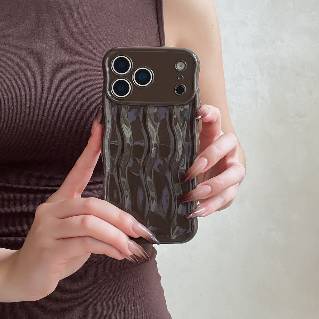 Applicable Electroplating 3-dimensional Wave Stripe Phone Case Protection anti-goutte