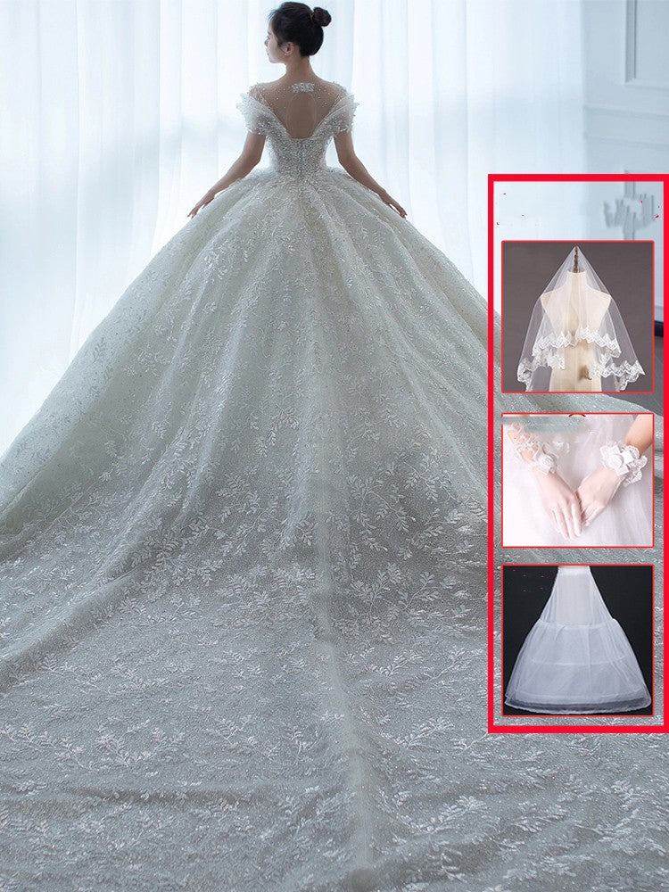 Robe de mariée principale française hors épaule