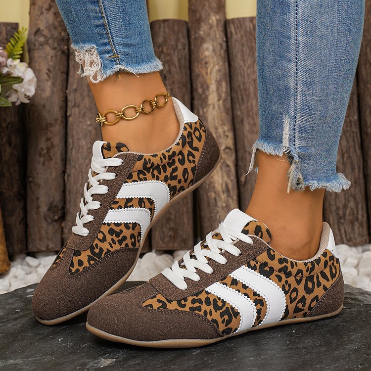 Cross Border Leopard Print Couleur Bloqué Allemand Chaussures de formation pour femmes