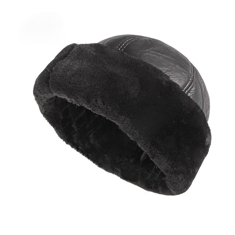 Chapeau d'hiver en cuir épais en forme de Melon Design Snowproof Et coupe-vent
