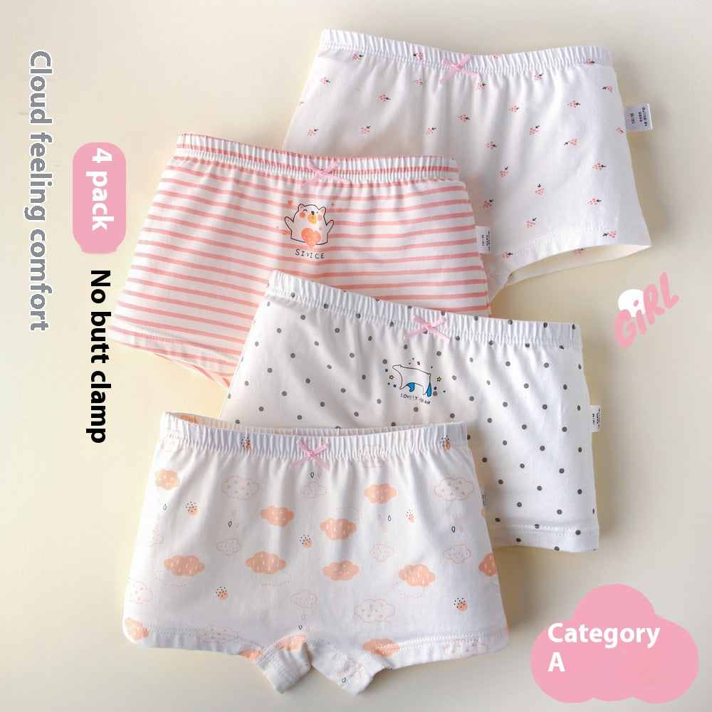 Sous-vêtements pour enfants Boxers de dessin animé en coton pur pour femmes