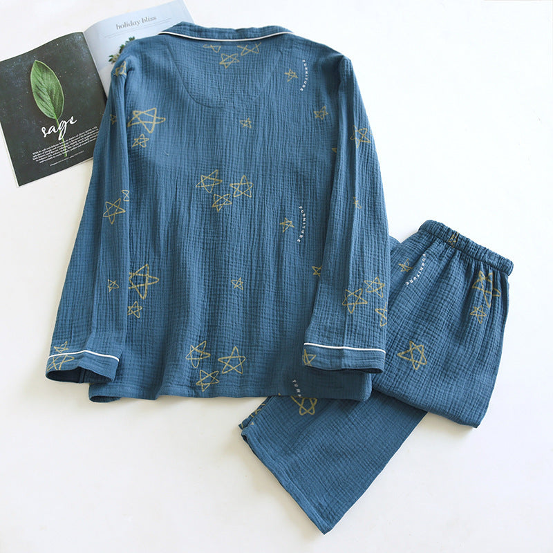 Crêpe de coton pour hommes Double couche Gauze Pajamas