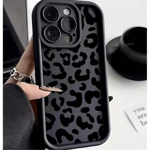 Nouveau boîtier de téléphone imprimé Leopard noir