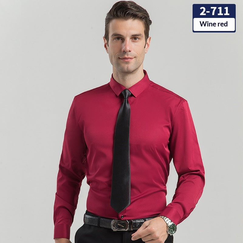 Elégant Business Formel Solide-couleur manches longues Hommes chemise