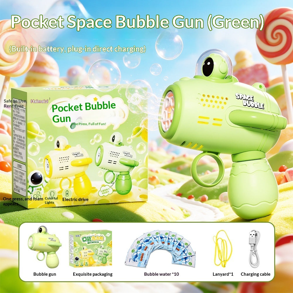 Space Astronaut Pocket Mini Bubble Gun Jouet de lumière électrique entièrement automatique pour enfants