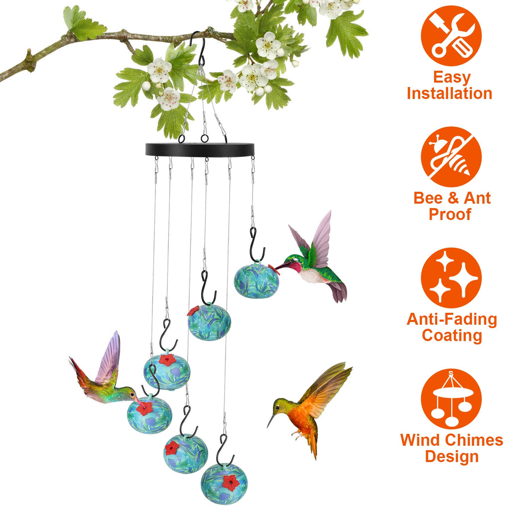 1Pc Wind Chimes Humming Bird Feeder Fourmi et Bee Proof Outdoor Hanging Hummingbird Feeder F