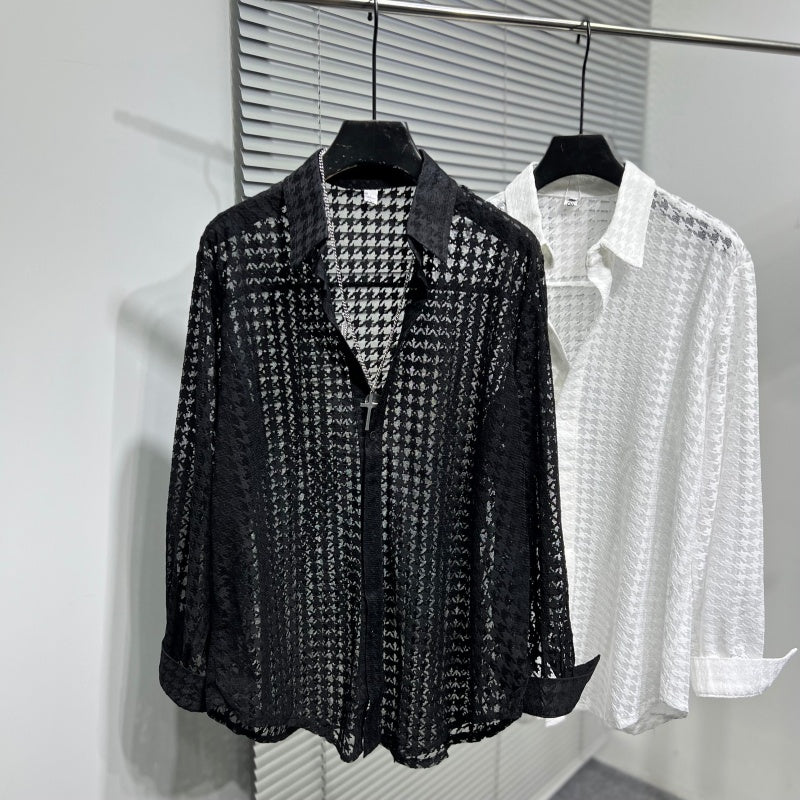 Trendy Dark Style Mesh Shirt for Men