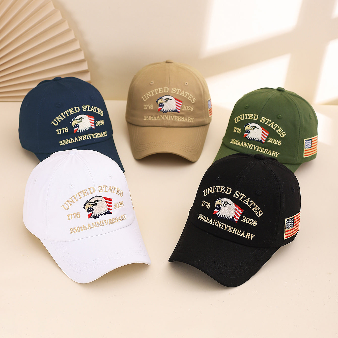 Broderie de mode européenne et américaine American Landmark Flag Baseball Cap Fashionable E