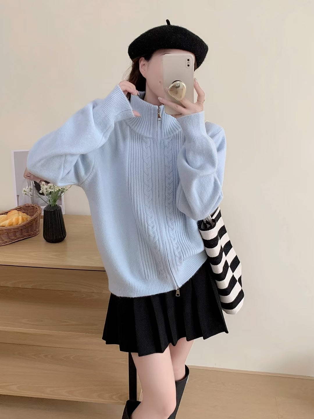 Manteau de sweater avec double fermeture éclair