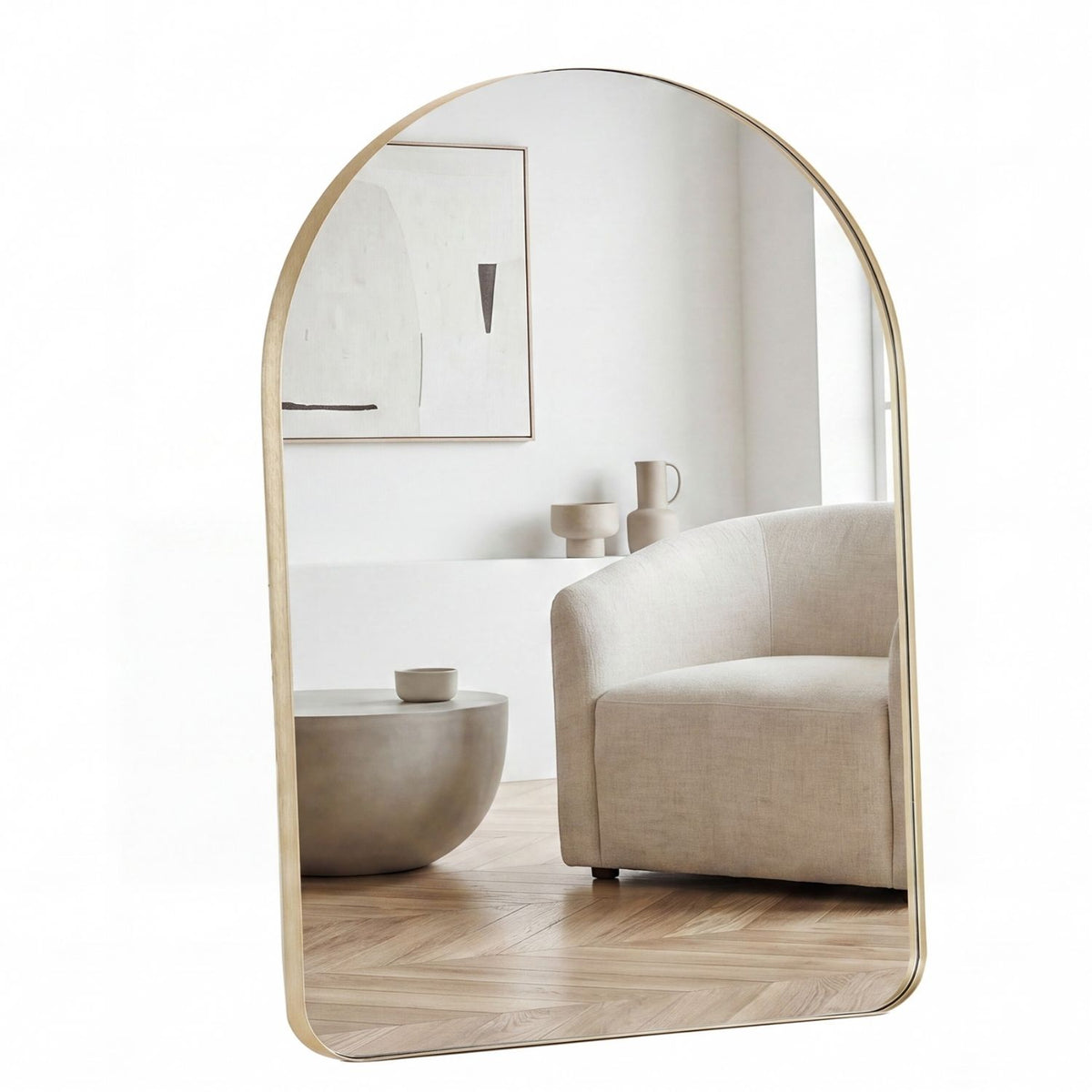 Miroir mural arqué pour salle de bains sur évier