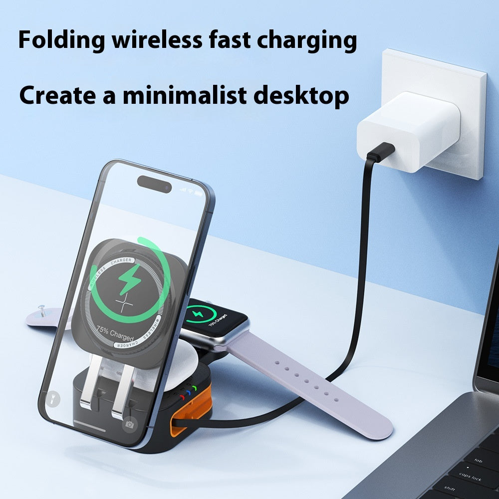 Magasafe Magnetic Phone Holder Chargeur sans fil de bureau trois en un