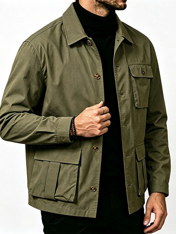 Commerce extérieur Automne Veste Homme Grande Taille Lapel Multi-pocket Tendance All-atch Work Coat