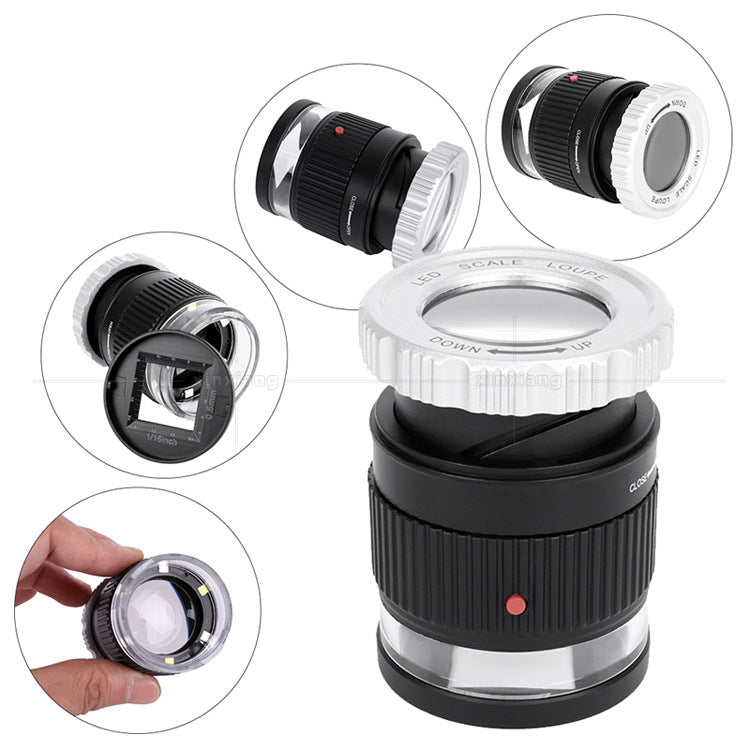 30 fois Cylindre échelle optique verre objectif focalisation HD loupe antique bijoux mesure