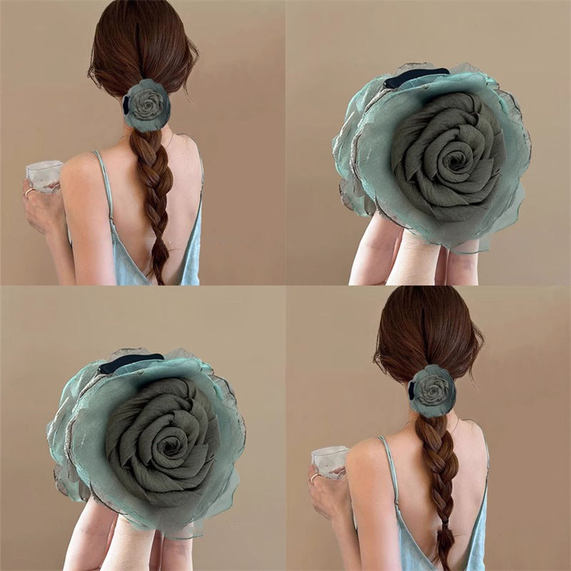 Clip de cheveux rose vert foncé élégant et haut de gamme