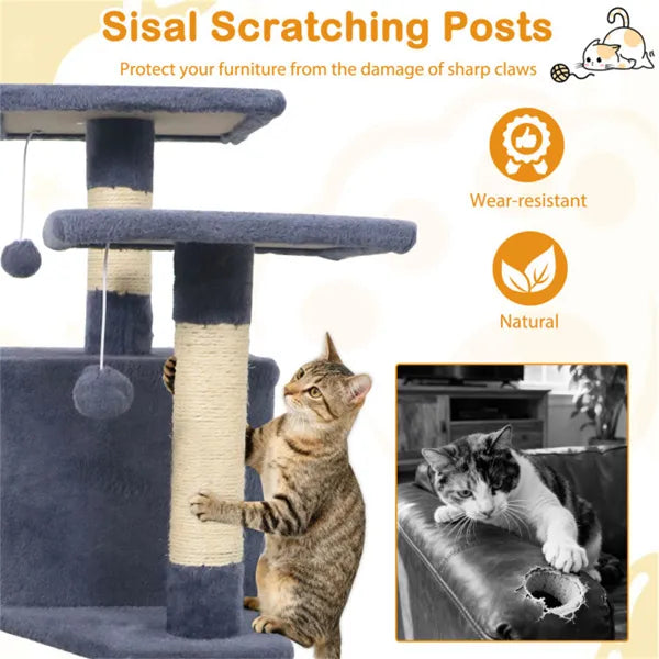 Arbre à chats multiniveaux 57" pour les ménages multiniveaux