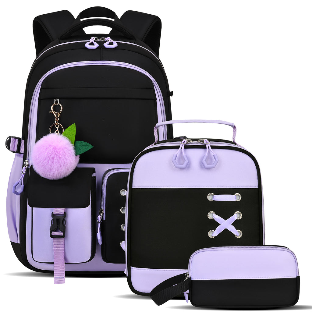 Large Capacity Backpack Three-Piece School Bag Set