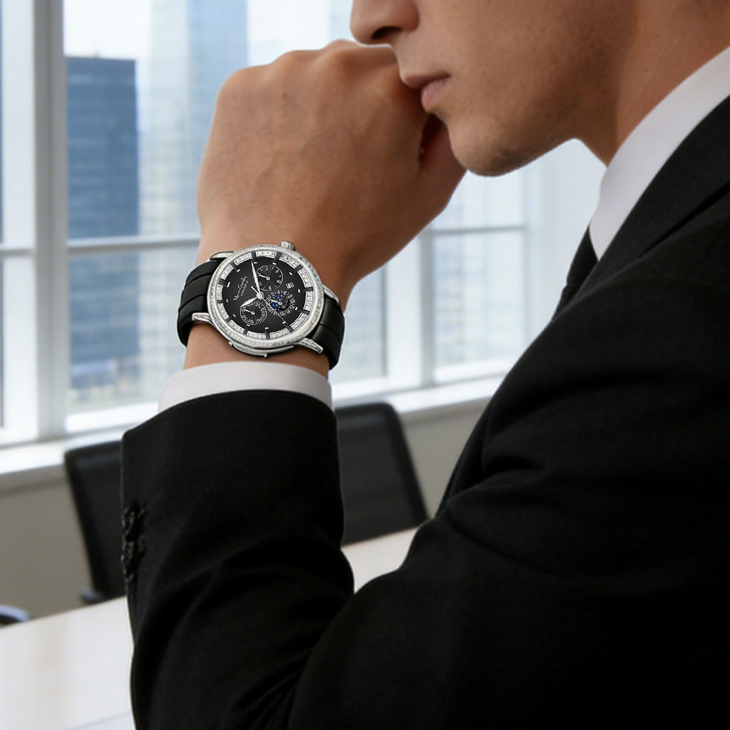 VAN GOGH High Apparence Light Luxury Homme Luminous Blue Mechanical Watch Bohui Series