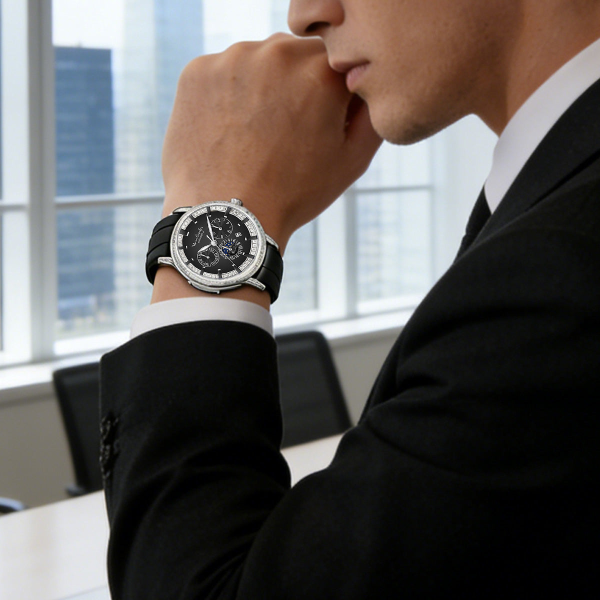 VAN GOGH High Apparence Light Luxury Homme Luminous Blue Mechanical Watch Bohui Series