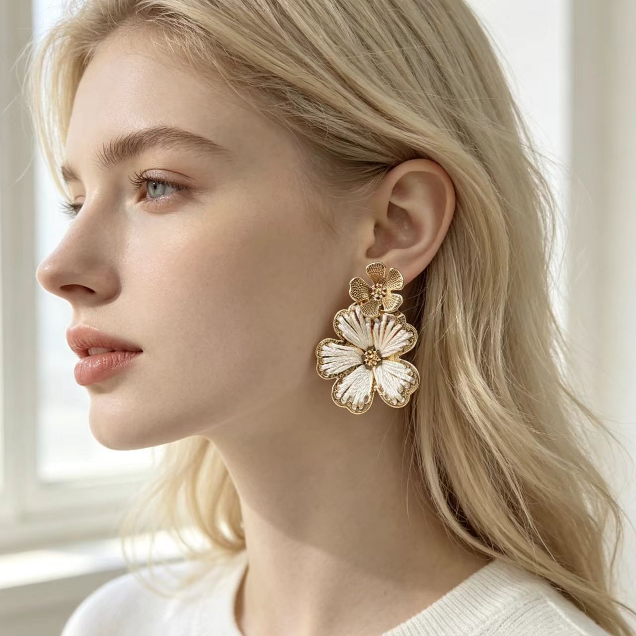 Boucles d'oreilles retro à fil tissé à la main pour femmes