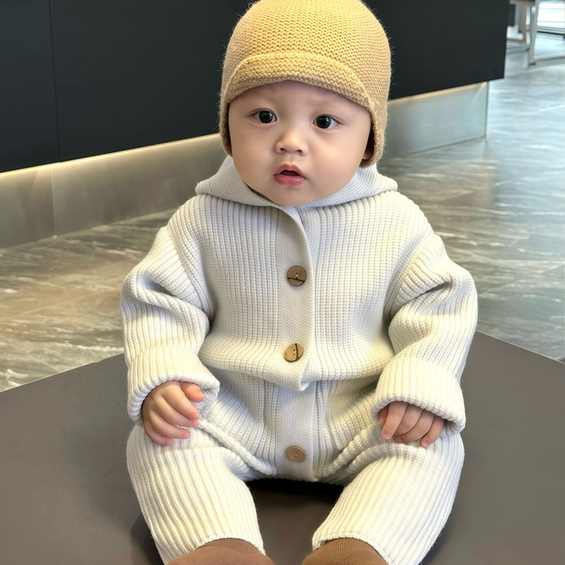 Bodysuit bébé Laine tricotée chaude Romper longue couture vêtements bébé