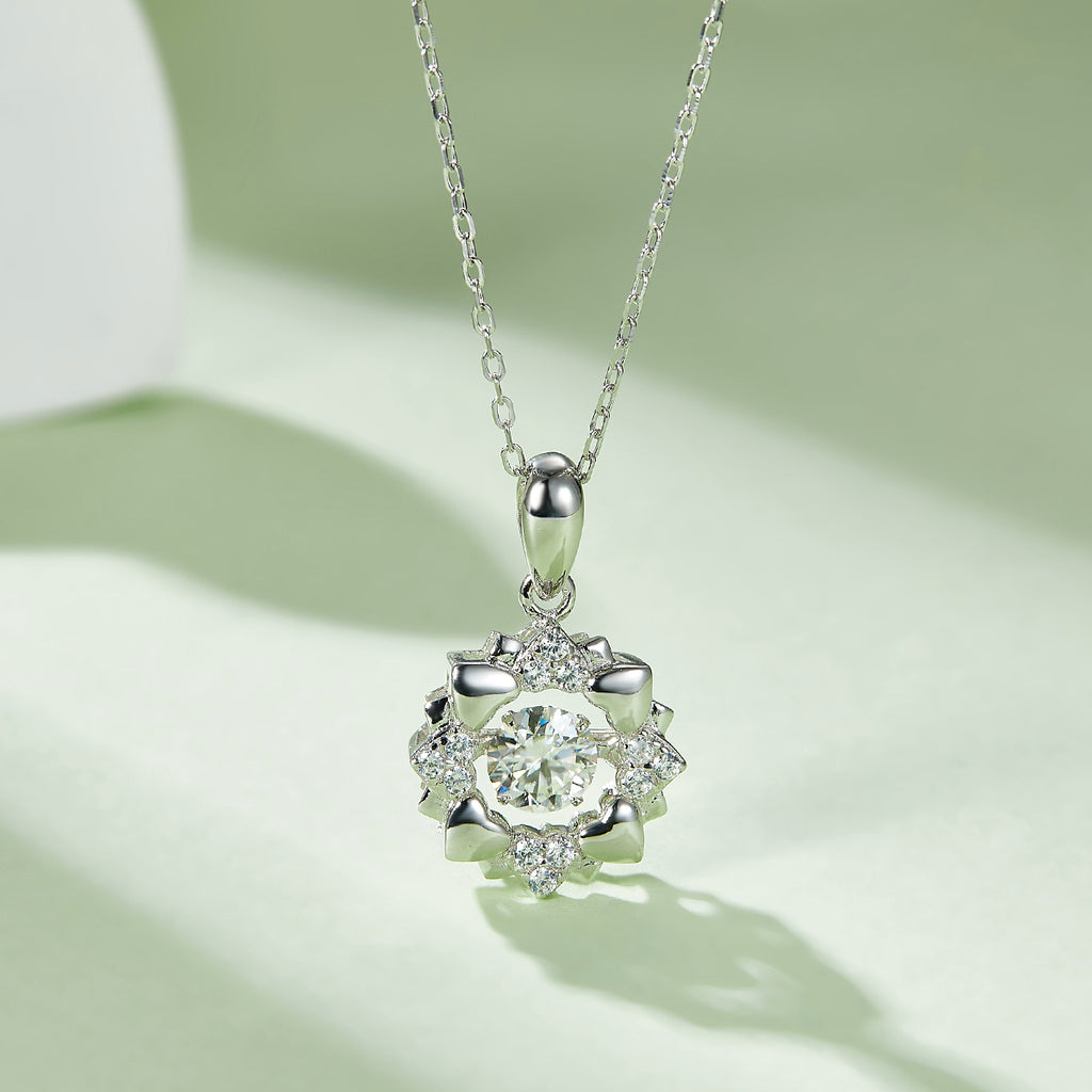 S925 Argent Sterling 0.5ct D Couleur VVS1 Collier pendentif fleur de Moissanite 45cm Platinum P