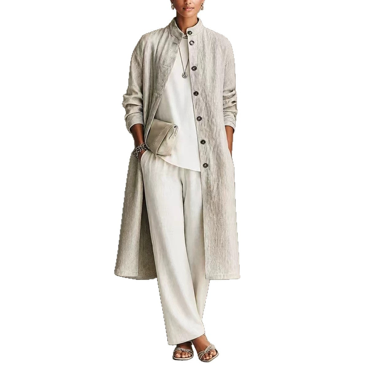 Manteau d'automne de mode en couleur unie