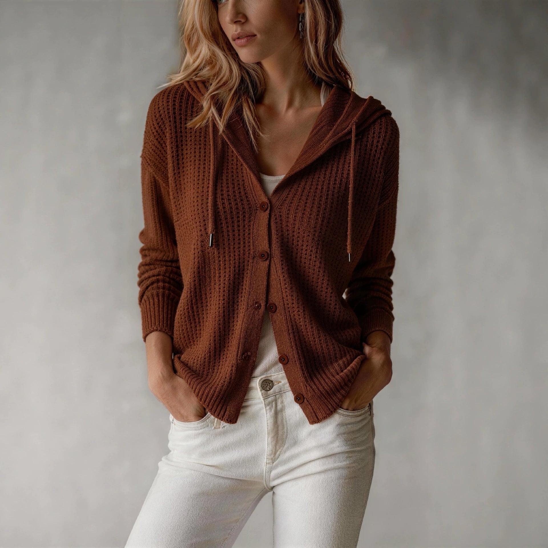Manteau de cardigan à capuchon pour femmes