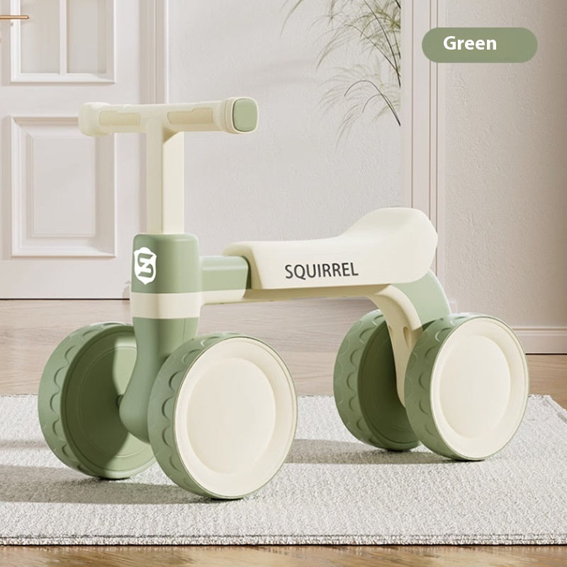 Four-wheel pedal-less children's balance bike