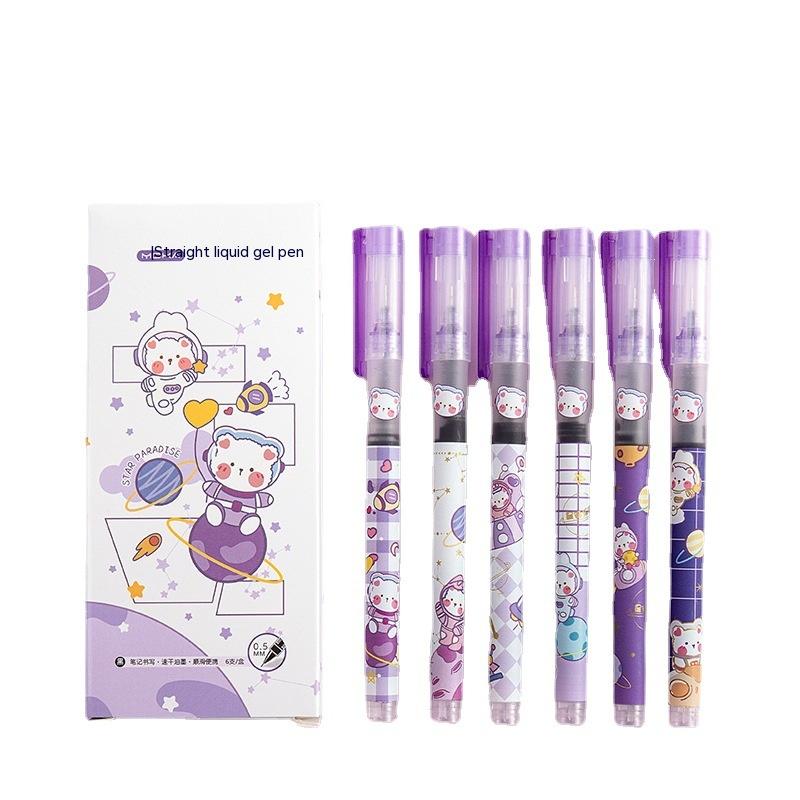 Stylo à gel à séchage rapide en boîte de dessin animé droit-liquide
